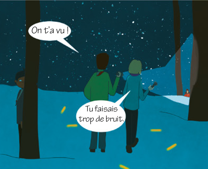 Responsable 1 : On t’a vu ! Responsable 2: Tu faisais trop de bruit.