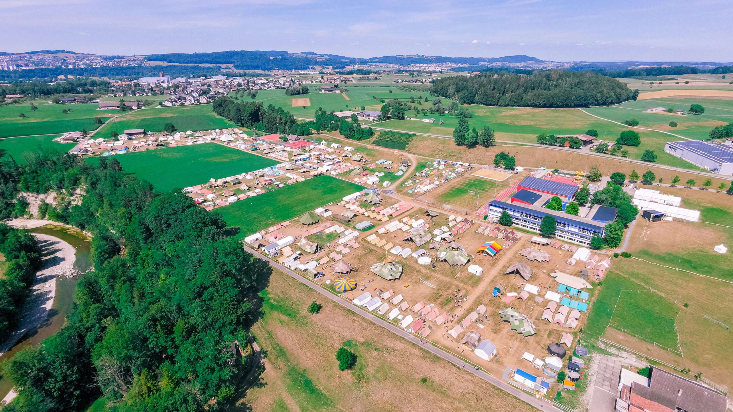 Le campement vu du ciel.